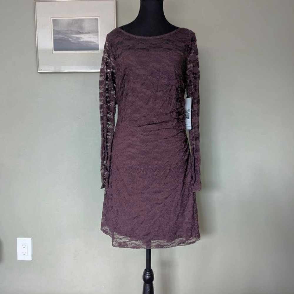 Emerald Sundae Brown Floral Lace Mini Dress - L - NWT